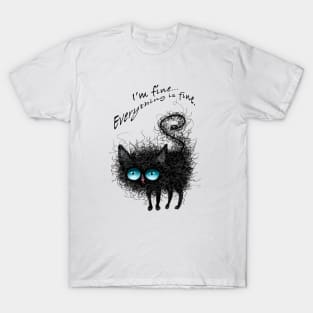 Scruffy Funny Black Cat T-Shirt